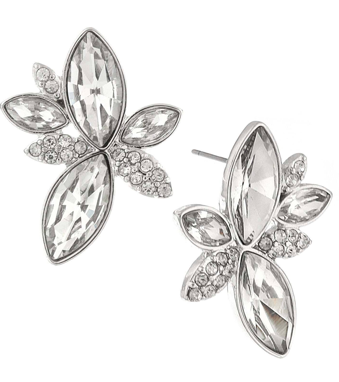 1928 Jewelry Silver-Tone Clear Crystal Statement Post Earrings