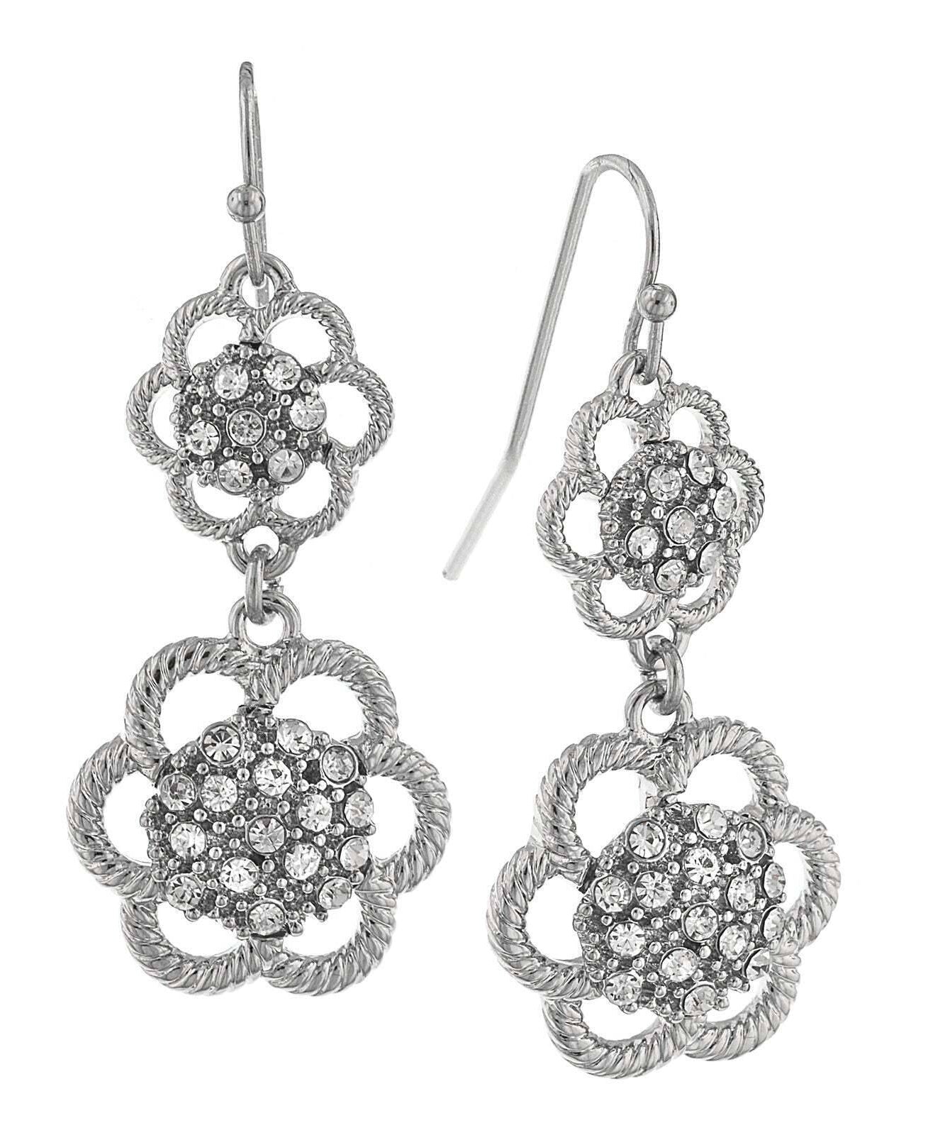 2028 Jewelry Flower Inspired Crystal Cluster Drop Earrings