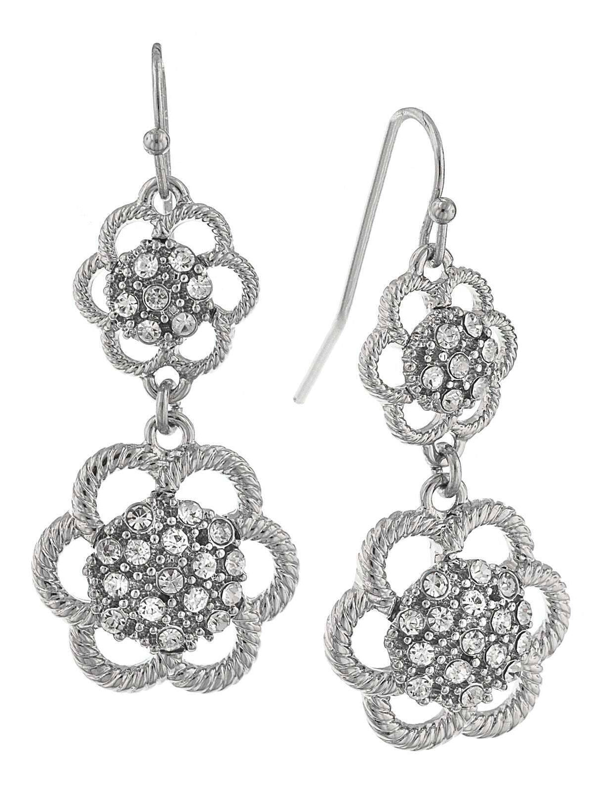 2028 Jewelry Flower Inspired Crystal Cluster Drop Earrings
