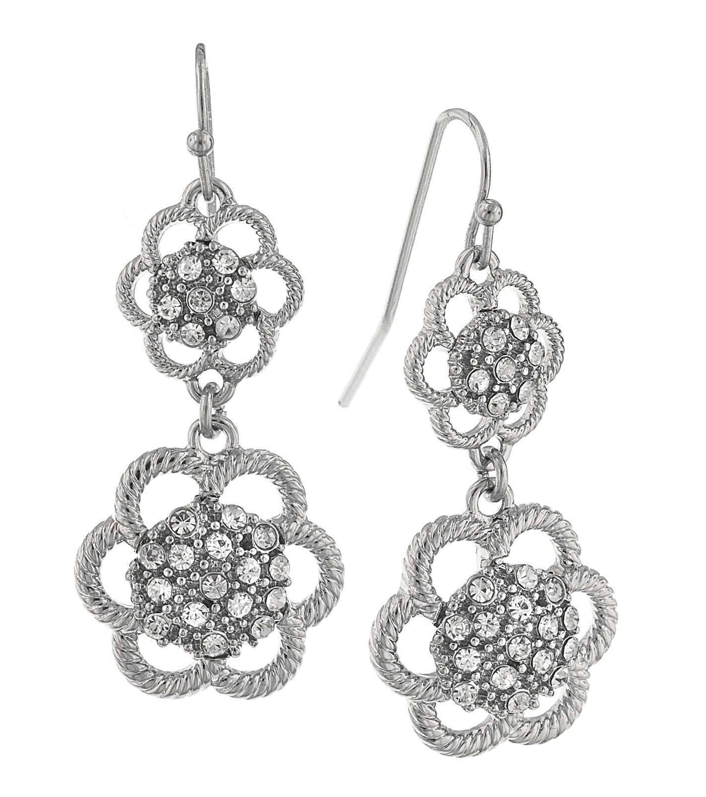 2028 Jewelry Flower Inspired Crystal Cluster Drop Earrings