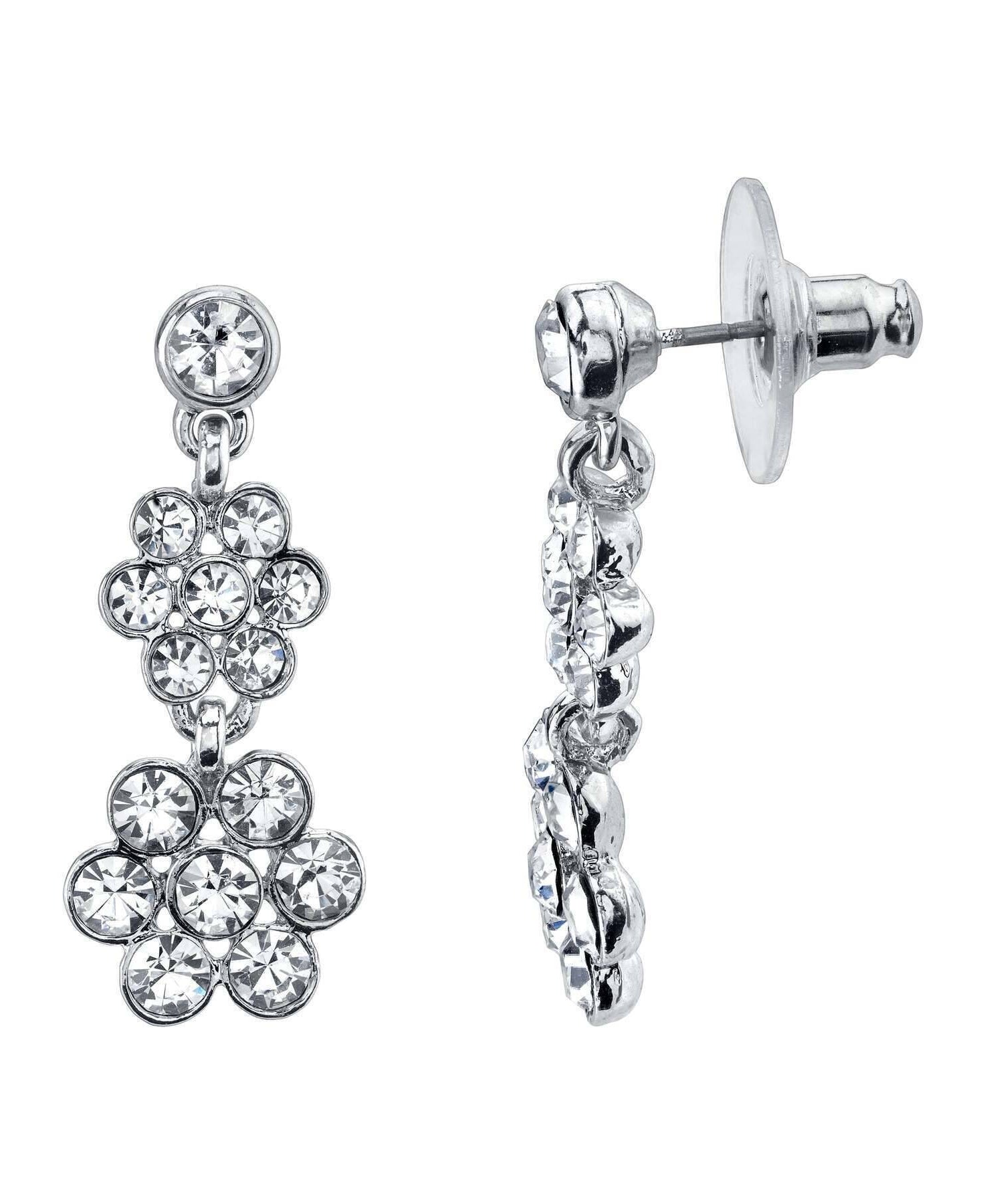 1928 Jewelry Crystal Flower Drop Earrings