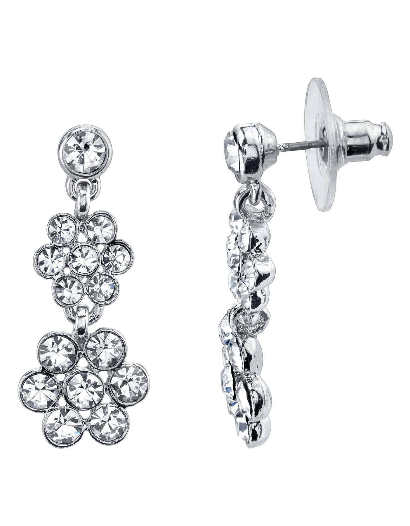 1928 Jewelry Crystal Flower Drop Earrings