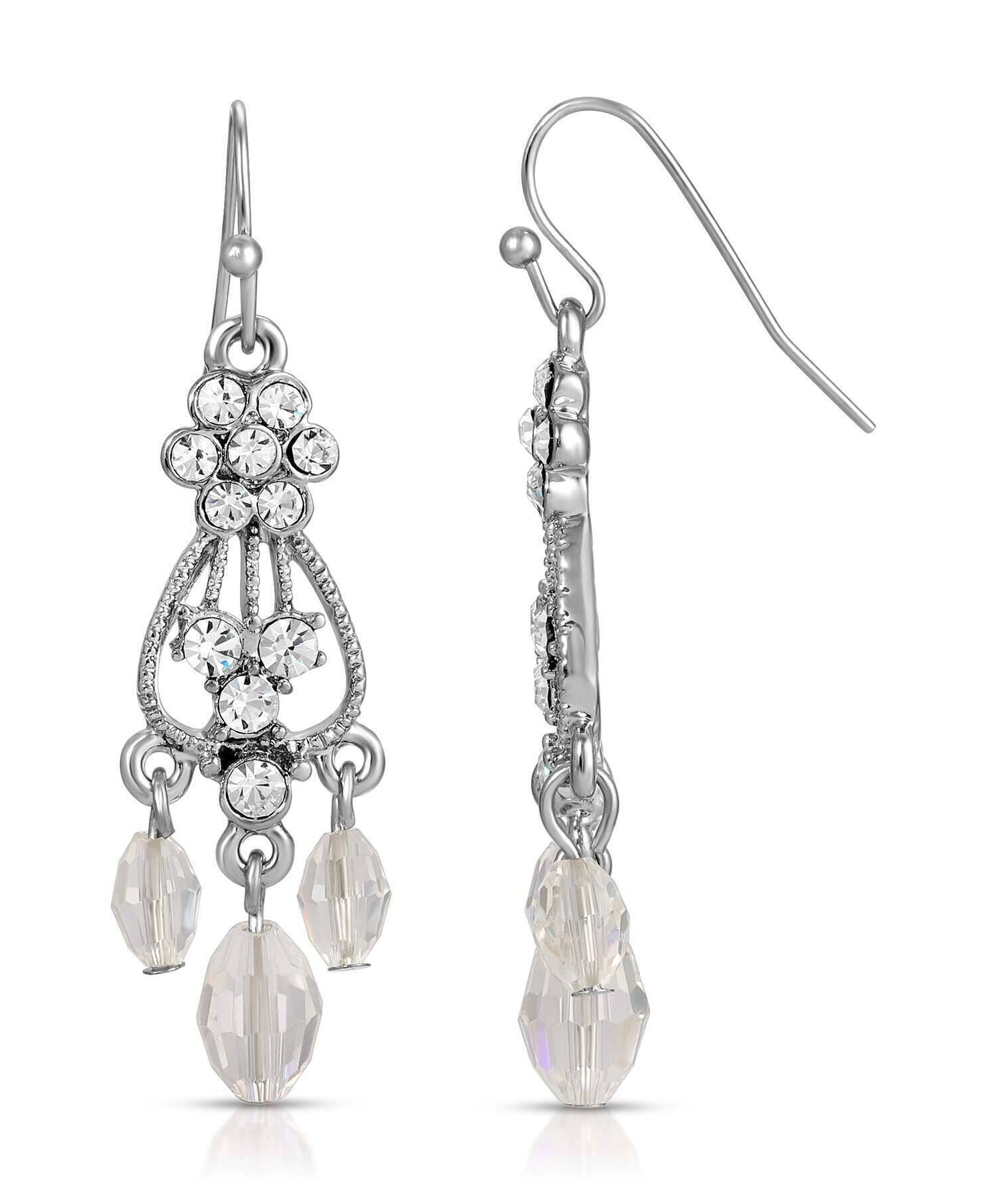1928 Jewelry Crystal Flower Beaded Drop Chandelier Earrings