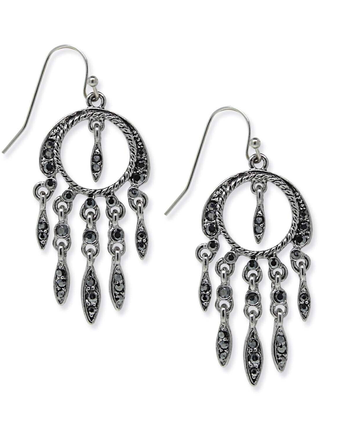 1928 Jewelry Hematite Drop Earrings