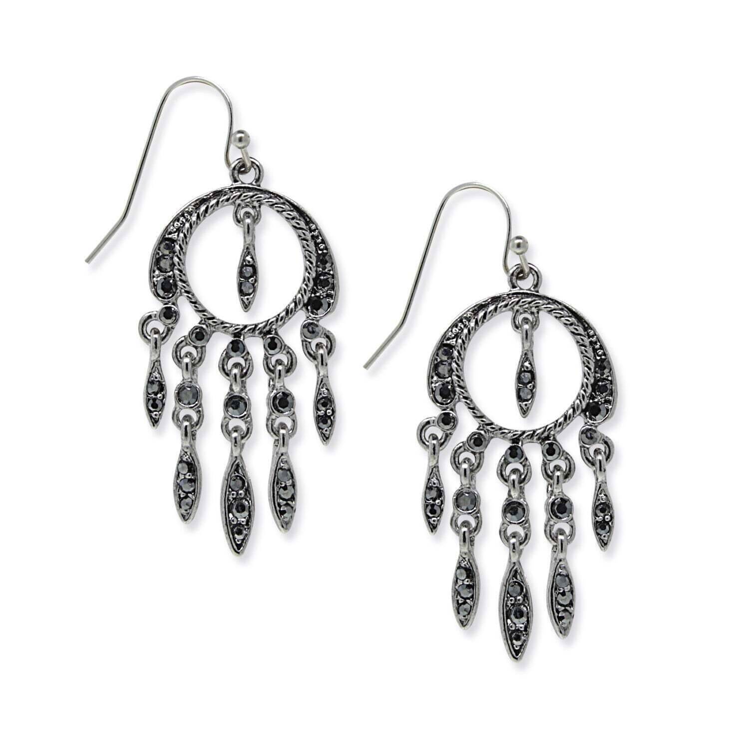 1928 Jewelry Hematite Drop Earrings
