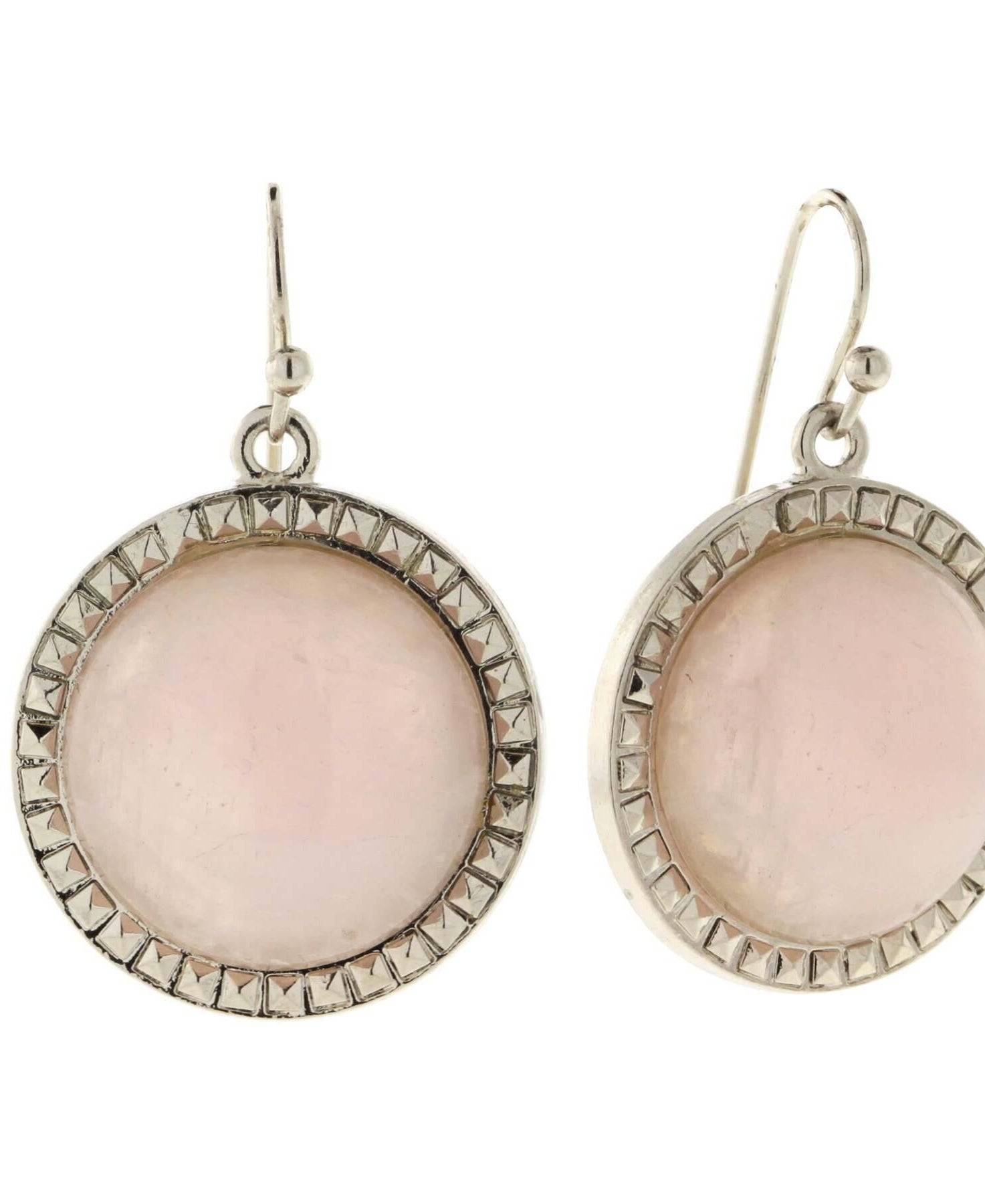1928 Jewelry Round Textured Square Gemstone Wire Drop Earrings