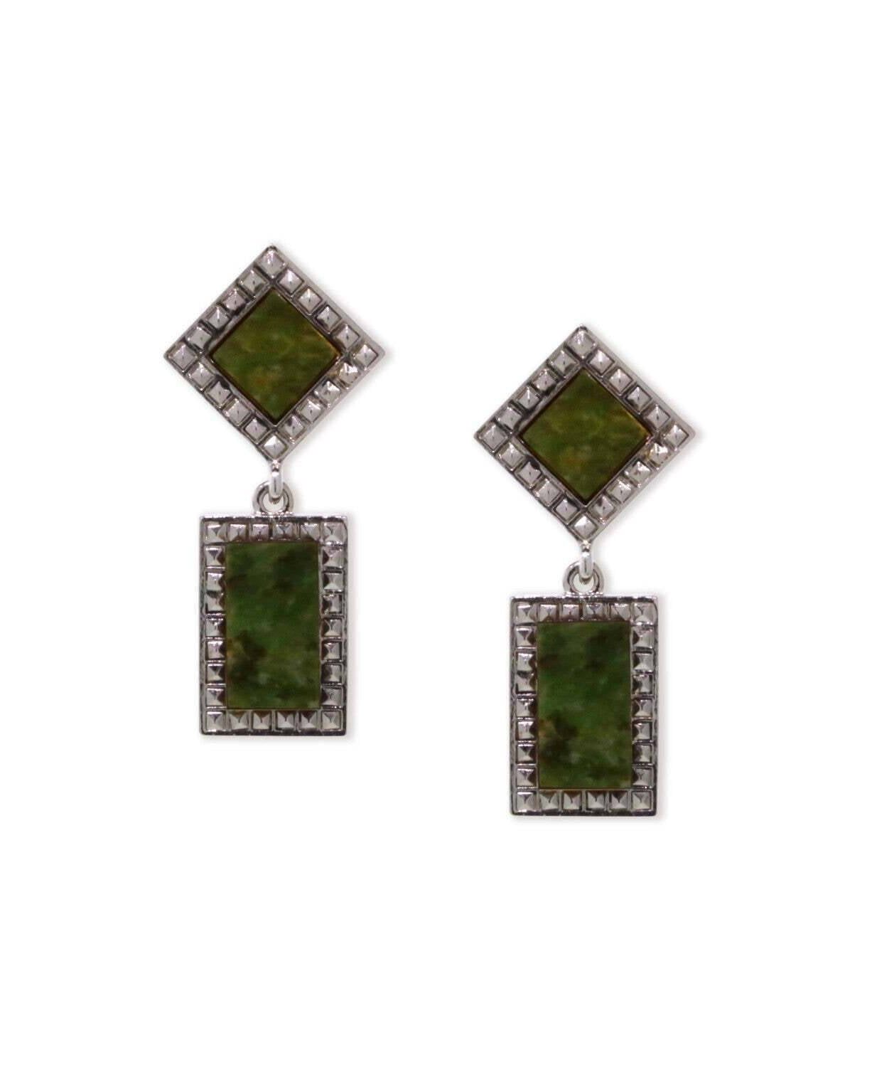 1928 Jewelry Square Gemstone Rectangle Drop Earrings