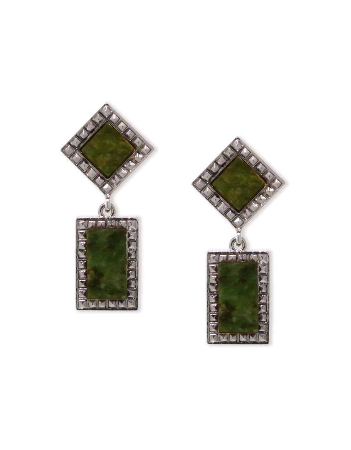 1928 Jewelry Square Gemstone Rectangle Drop Earrings