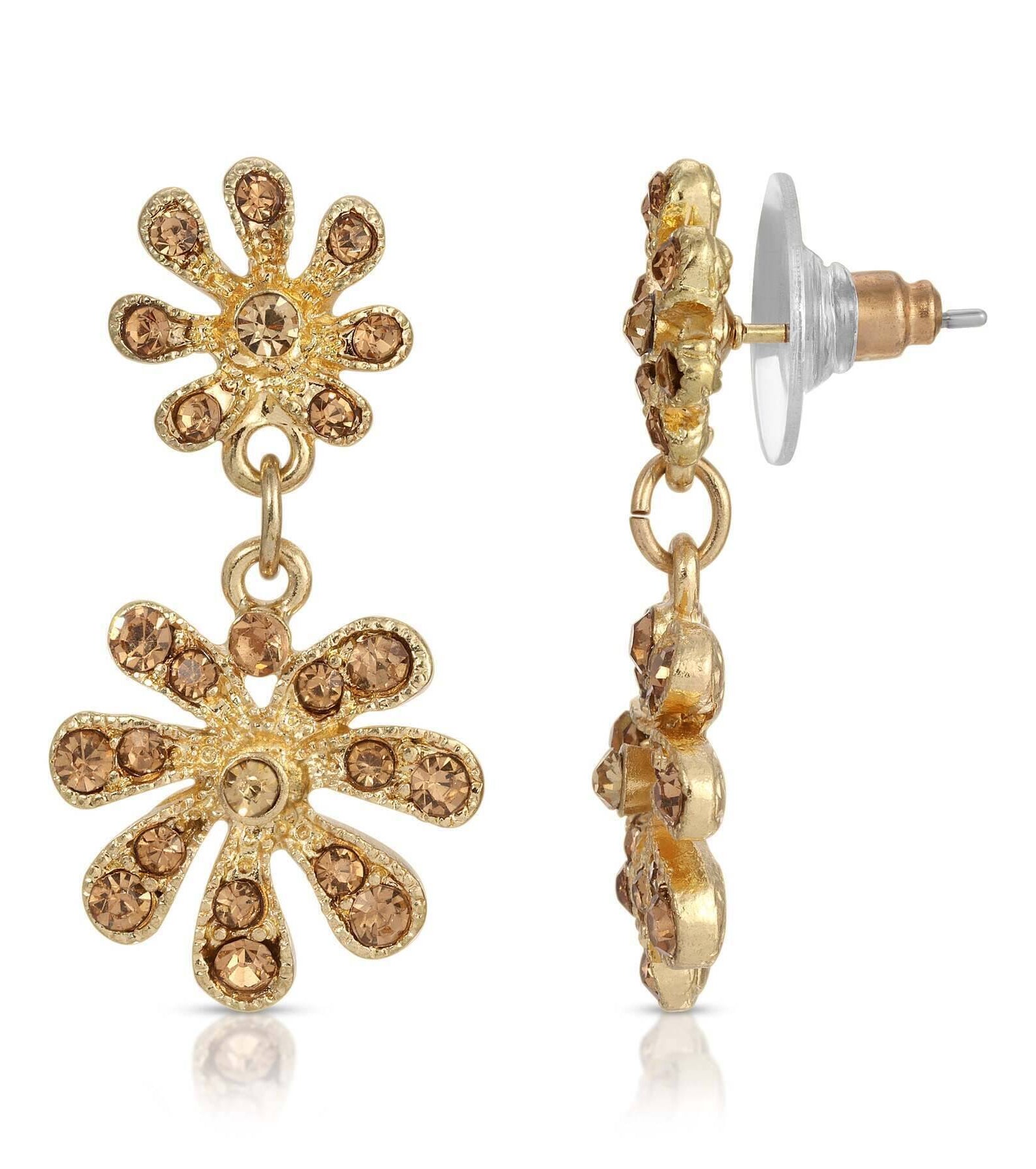 2028 Jewelry Light Topaz Crystal Flower Drop Earrings