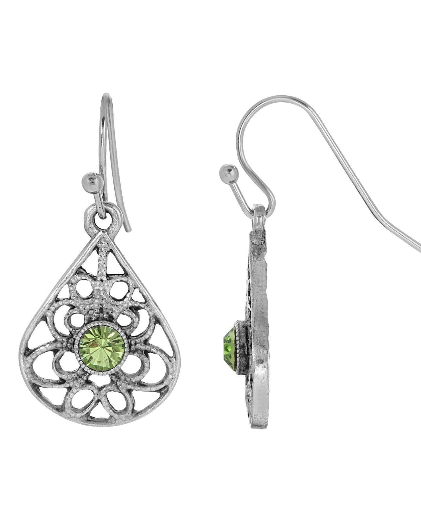 1928 Jewelry Teardrop Filigree Crystal Drop Earrings