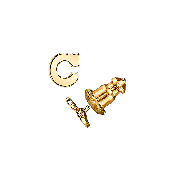 Letter C 14K Gold Dipped Initial Button Earrings