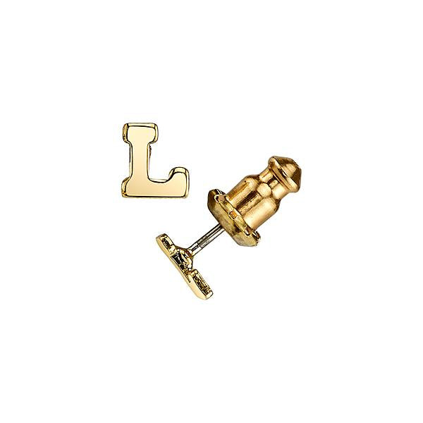 Letter L 14K Gold Dipped Initial G Button Earrings