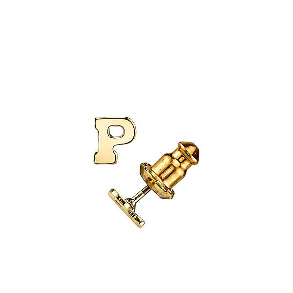 Letter P 14K Gold Dipped Initial N Button Earrings