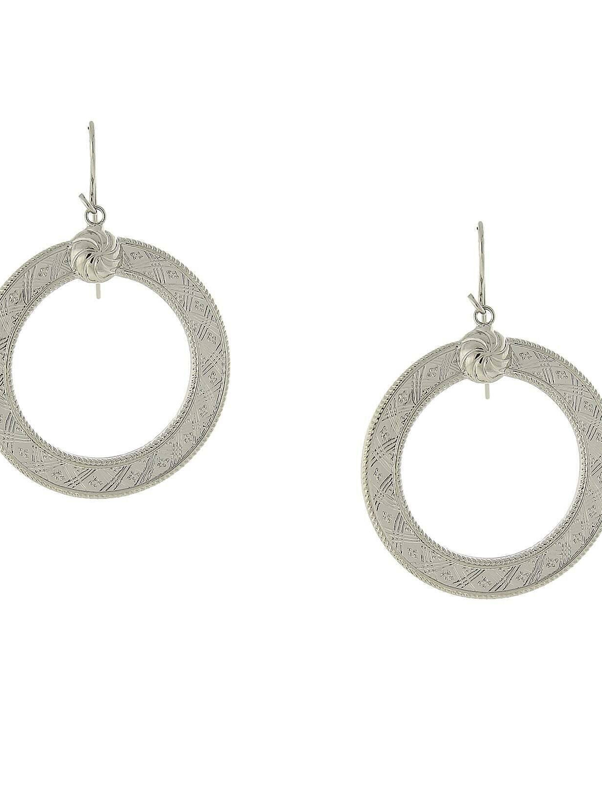 1928 Jewelry Etched Round Drop Earrings