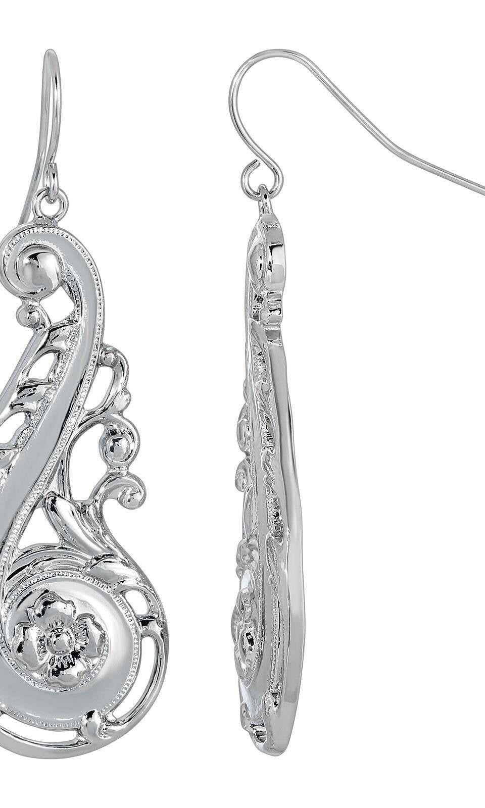 1928 Jewelry Swirly Statement Floral Drop Earrings