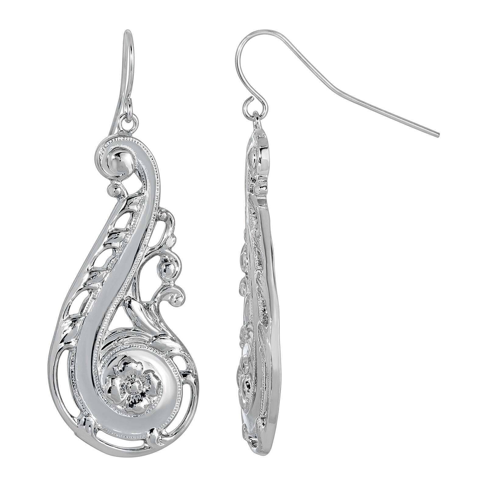 1928 Jewelry Swirly Statement Floral Drop Earrings