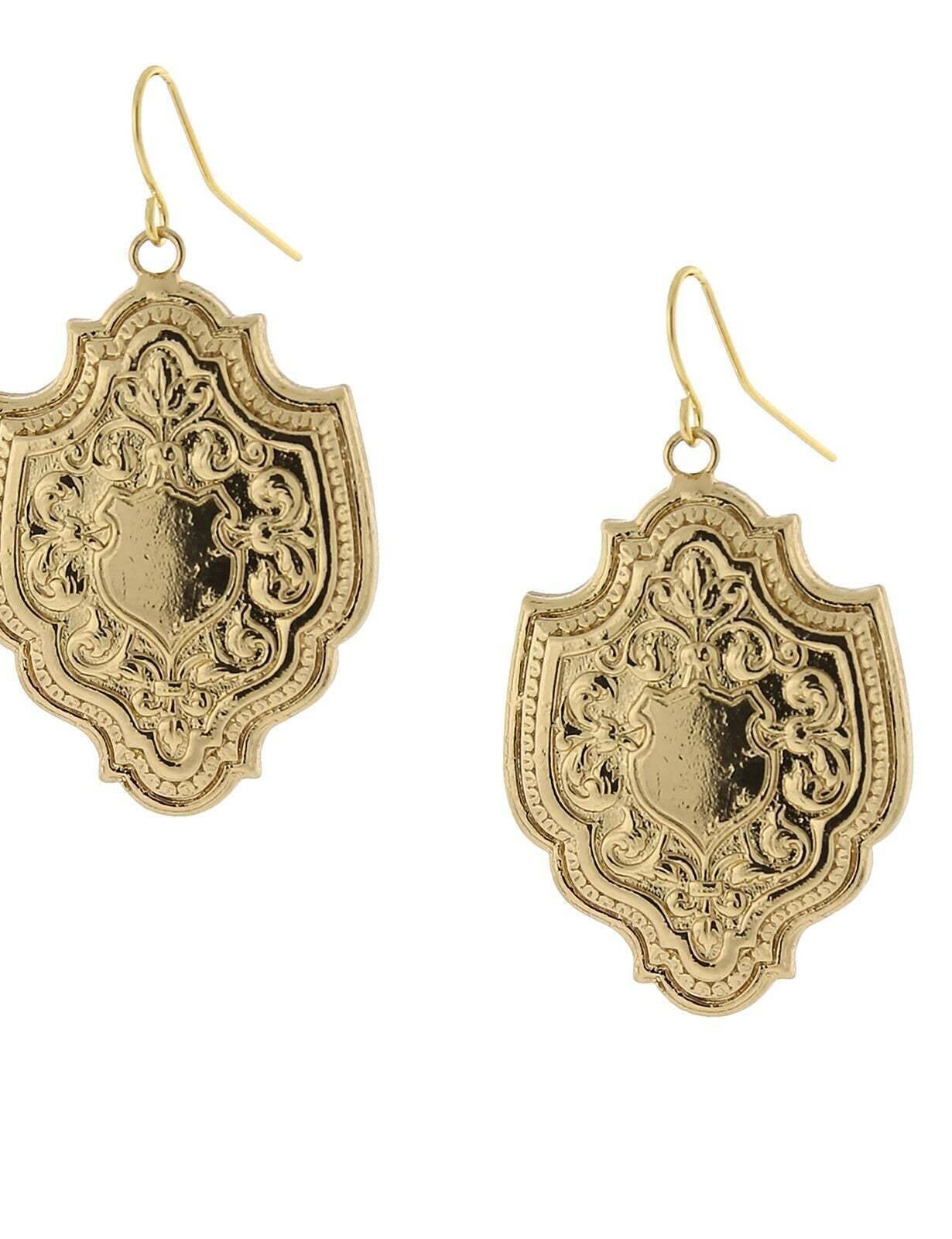 1928 Jewelry Medieval Inspired Shield Drop Earrings