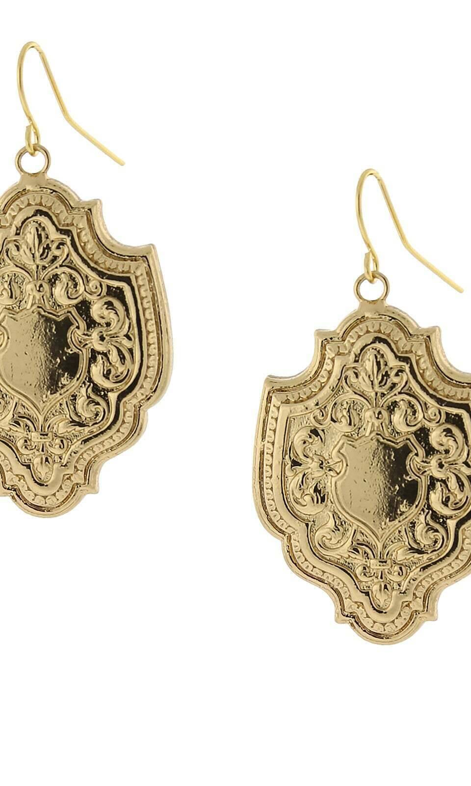 1928 Jewelry Medieval Inspired Shield Drop Earrings