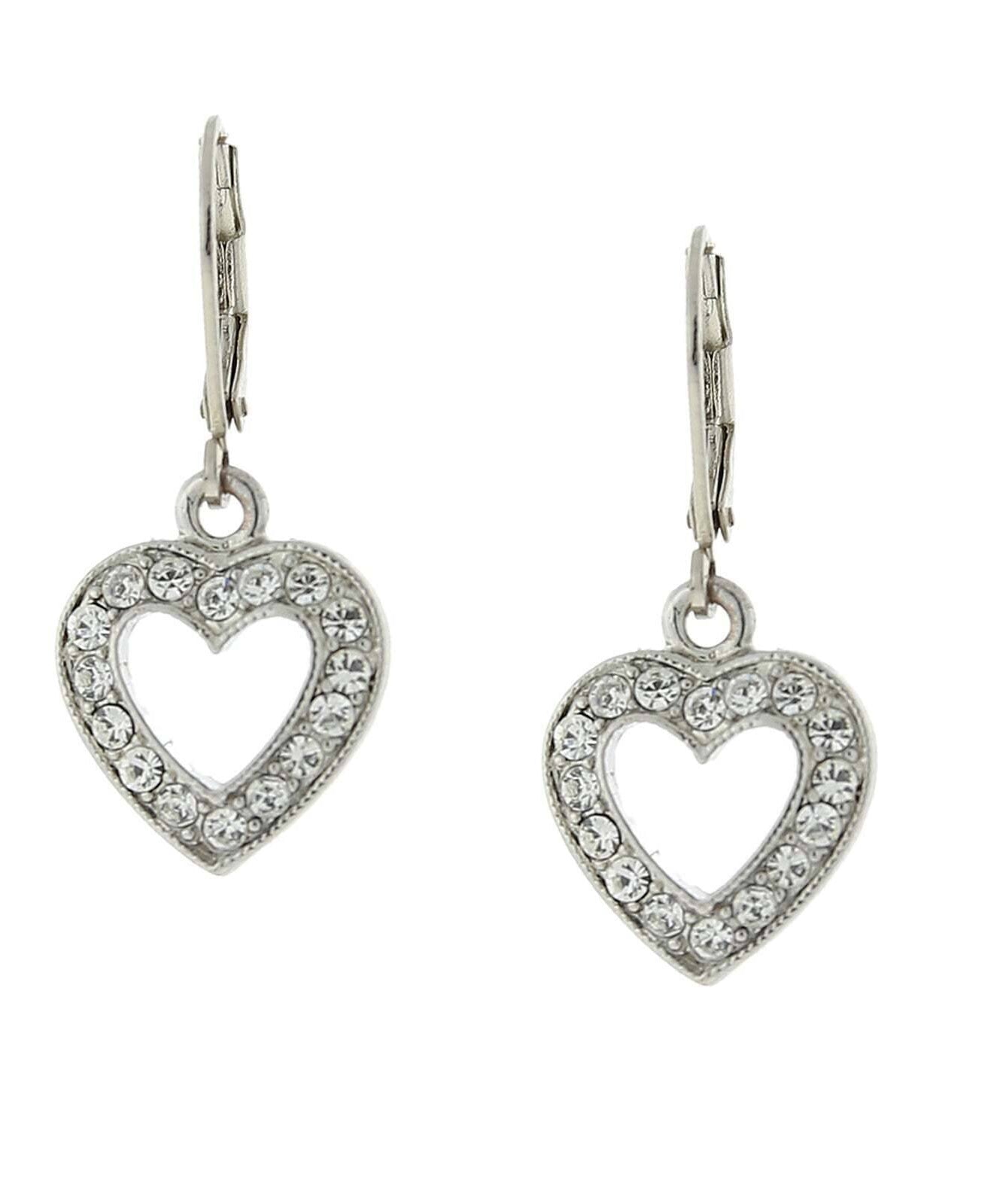 1928 Jewelry Classic Crystal Heart Drop Earrings