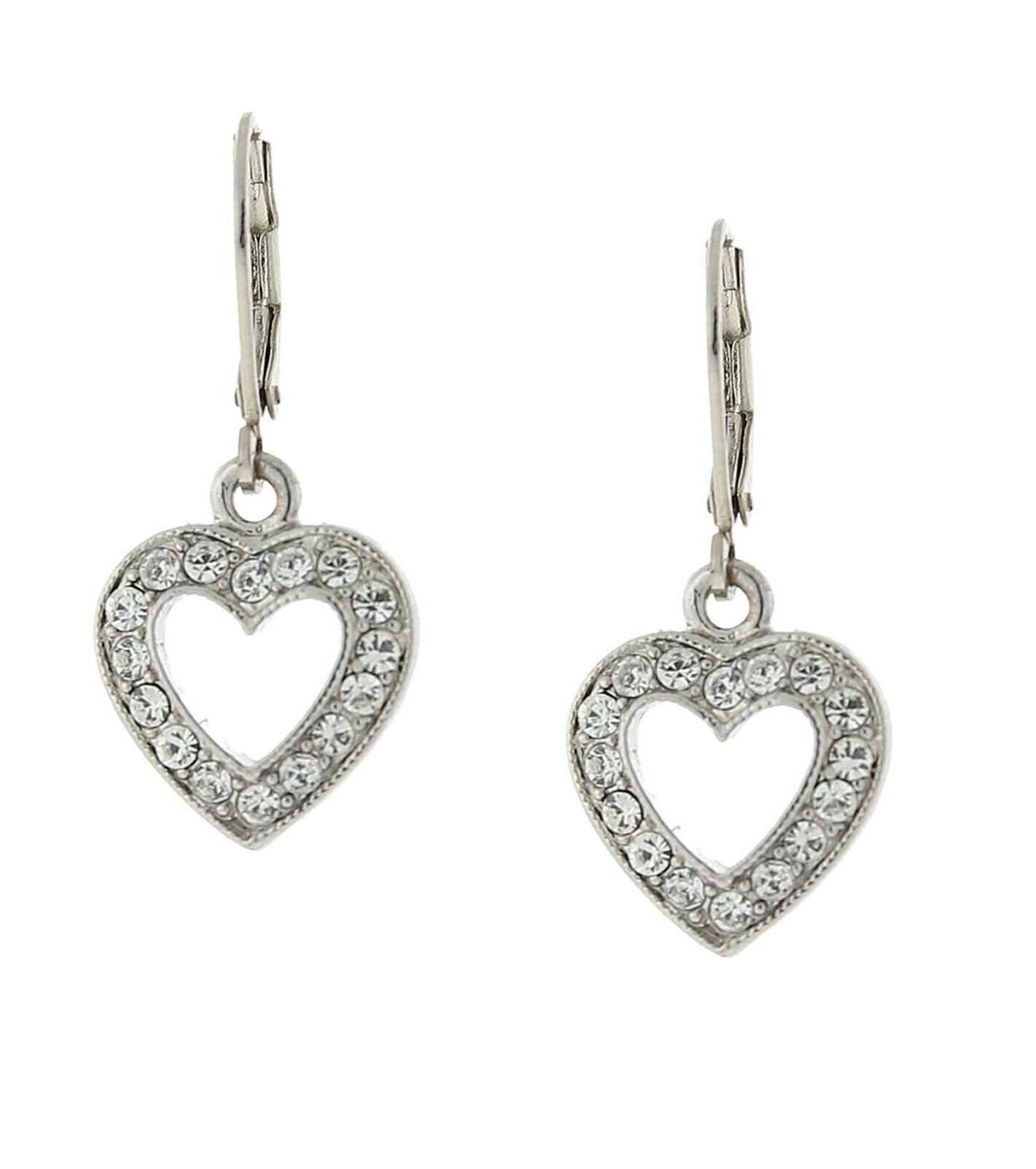1928 Jewelry Classic Crystal Heart Drop Earrings