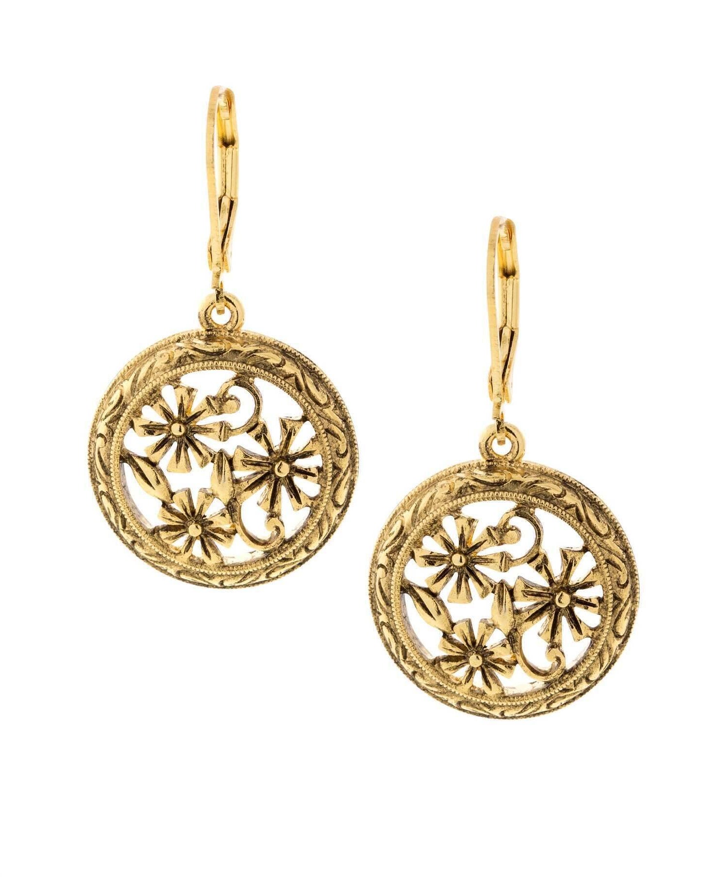 1928 Jewelry Round Floral Drop Earrings