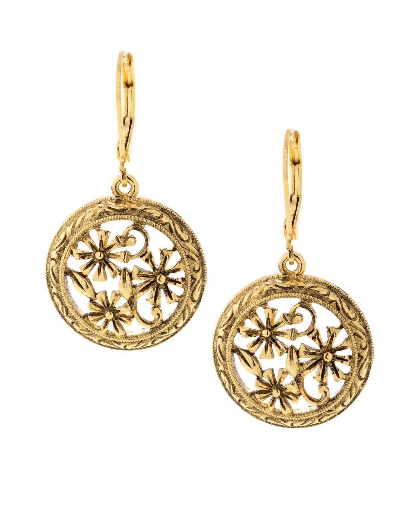 1928 Jewelry Round Floral Drop Earrings