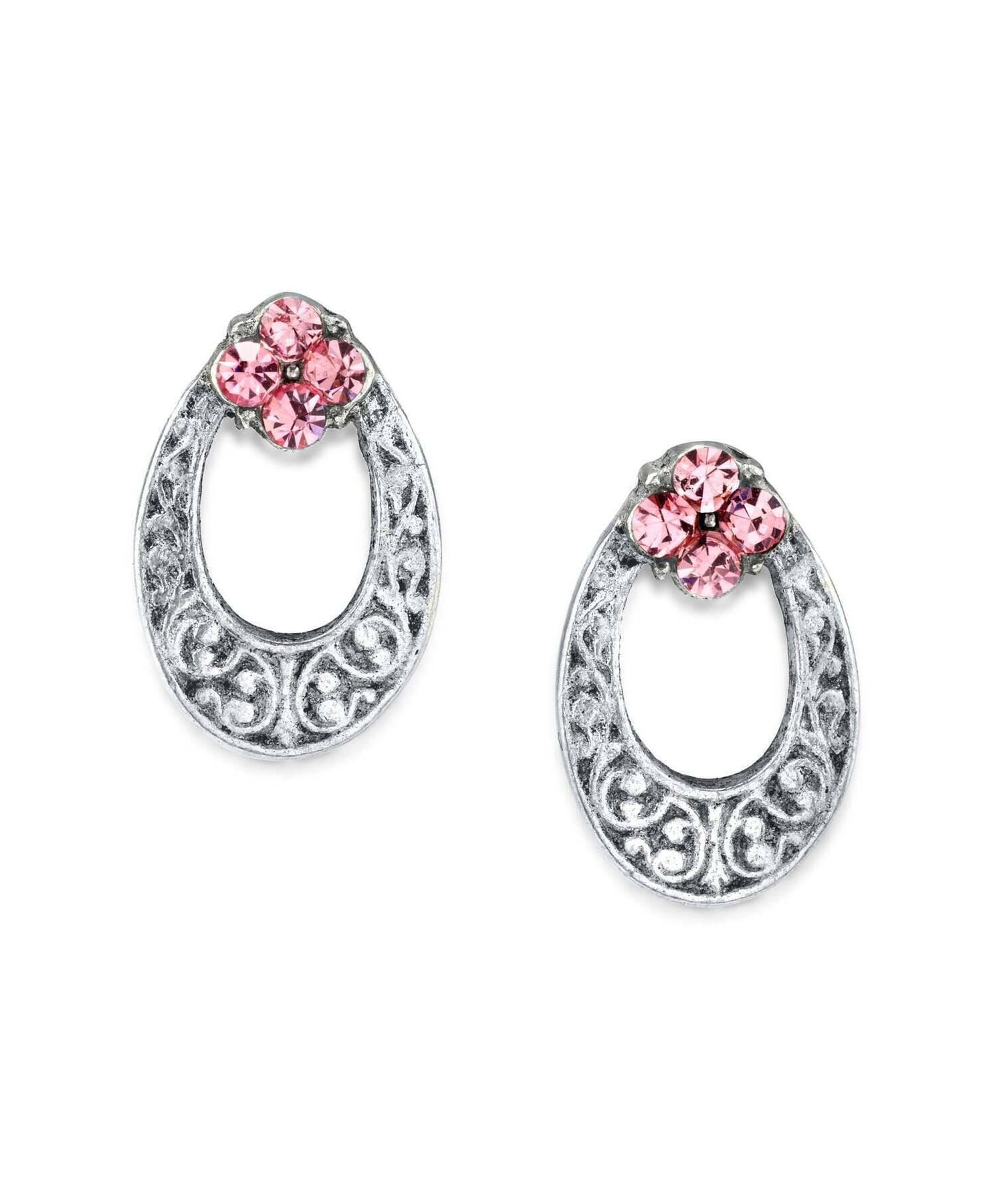 1928 Jewelry Crystal Oval Stud Earrings