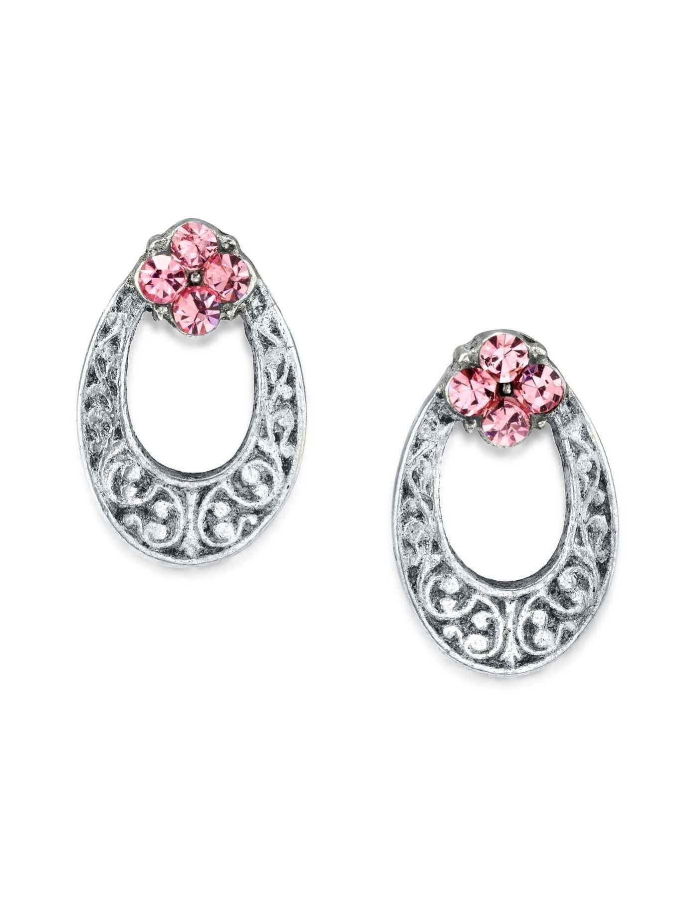 1928 Jewelry Crystal Oval Stud Earrings