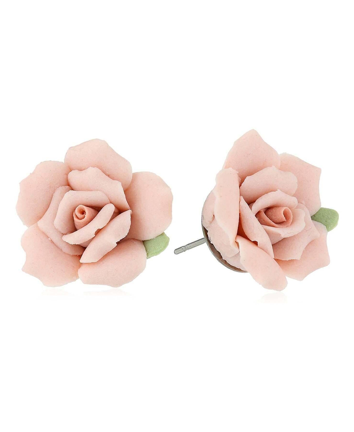 1928 Bridal Pink Porcelain Rose Post Earrings