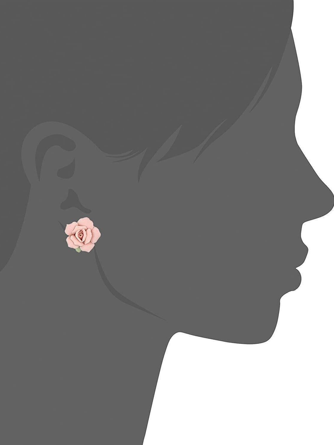 1928 Bridal Pink Porcelain Rose Post Earrings