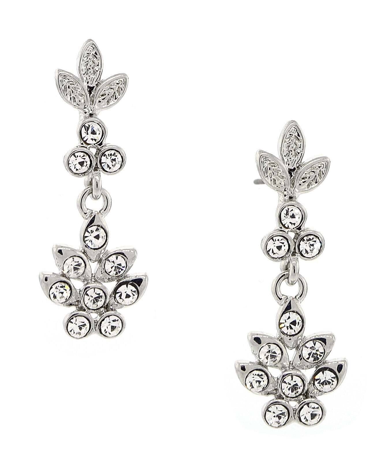 2028 Jewelry Floral Inspired Clear Crystal Drop Earrings