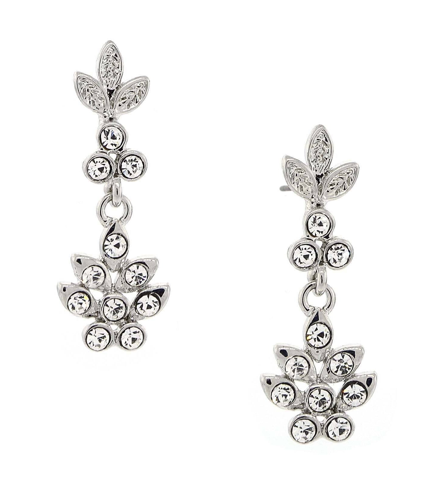 2028 Jewelry Floral Inspired Clear Crystal Drop Earrings