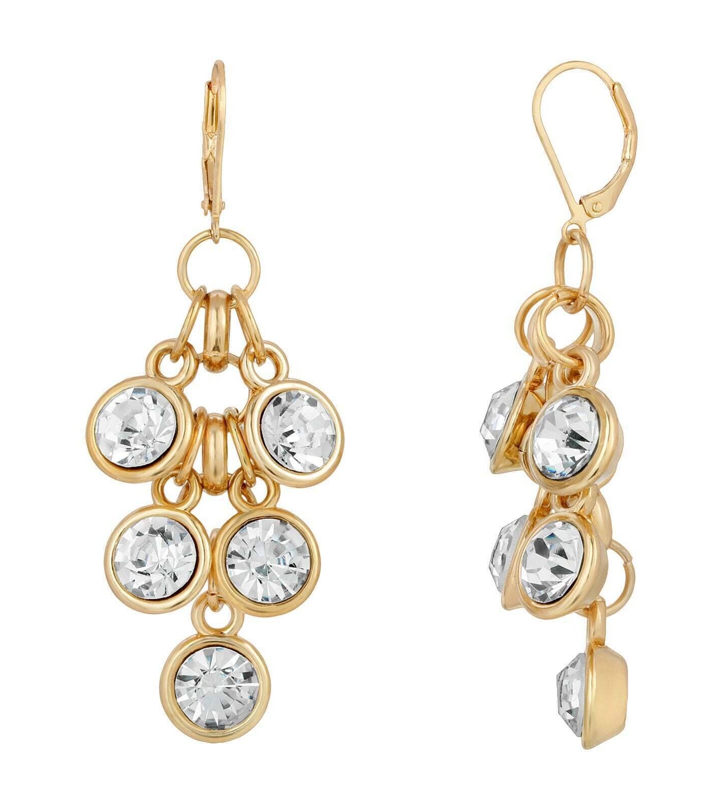 2028 Jewelry Crystal Cluster Drop Earrings
