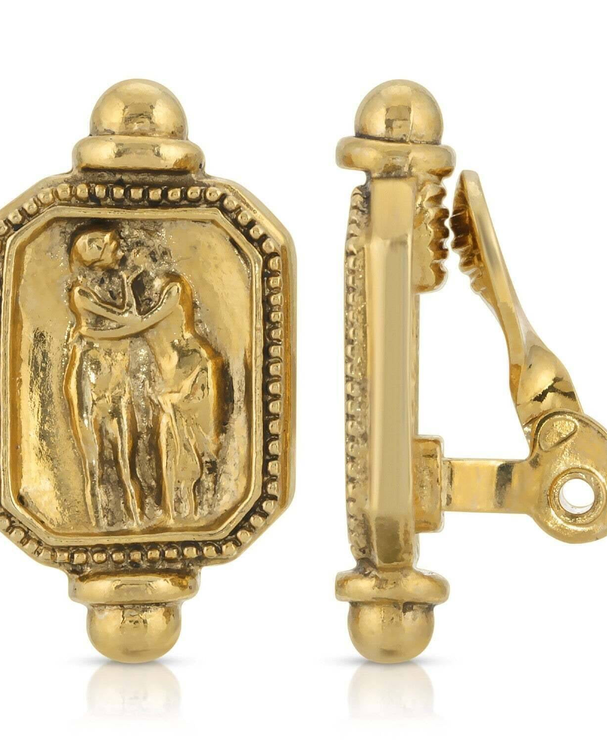 Antiquities Couture Gold Octagon Adoration Clip On Earrings