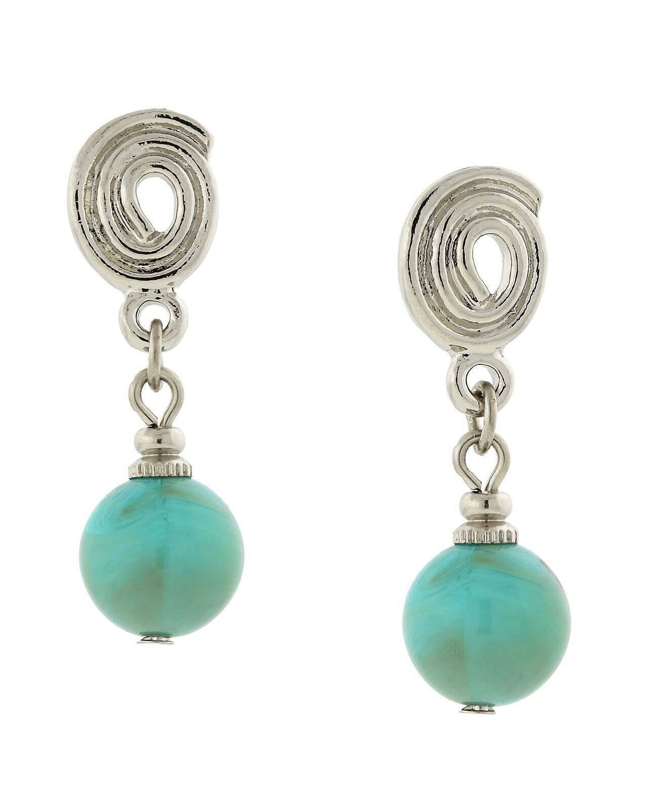 1928 Jewelry Imitation Turquoise Bead Drop Earrings