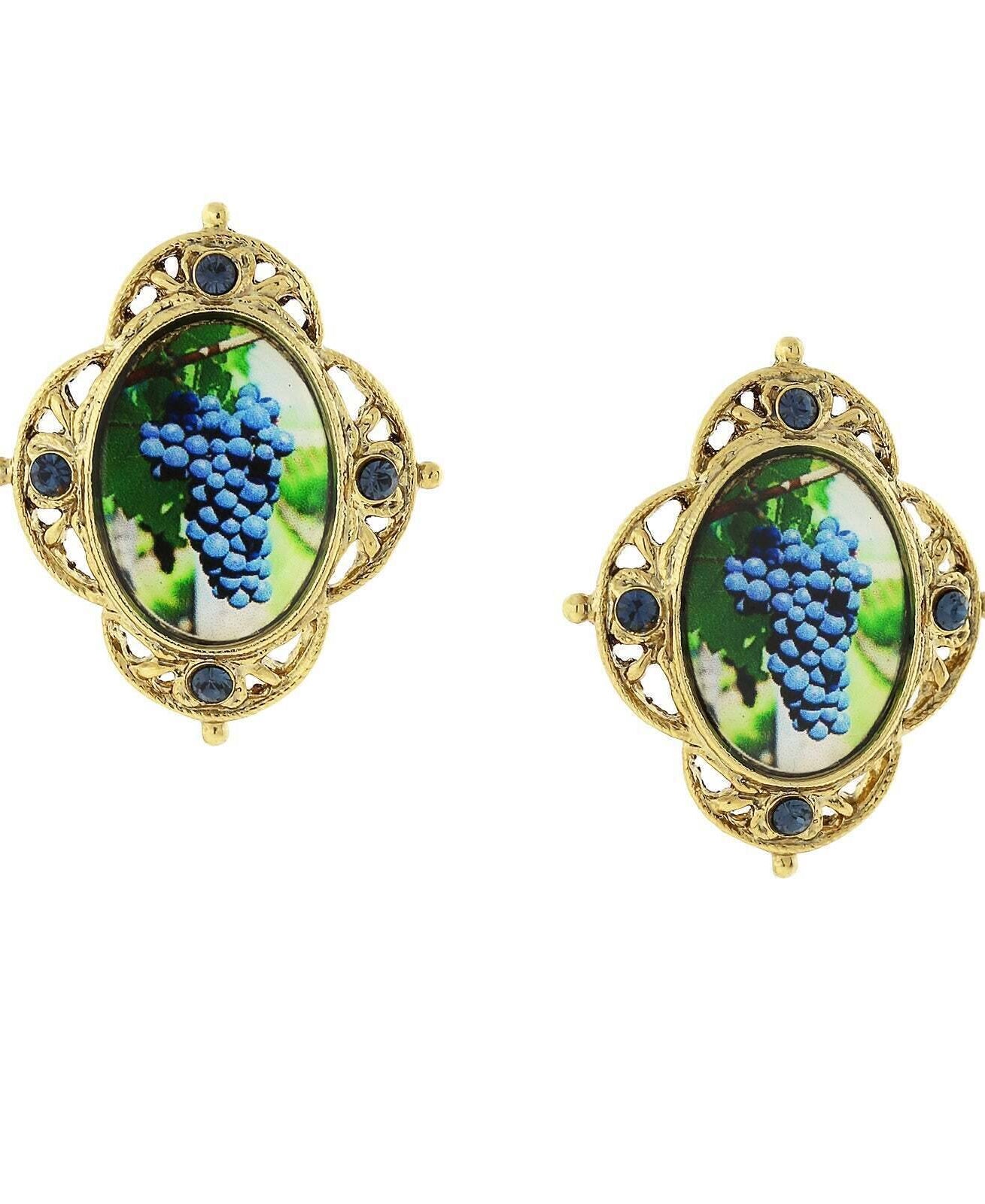 1928 Jewelry Winery Purple Grapes Decal Post Earrings