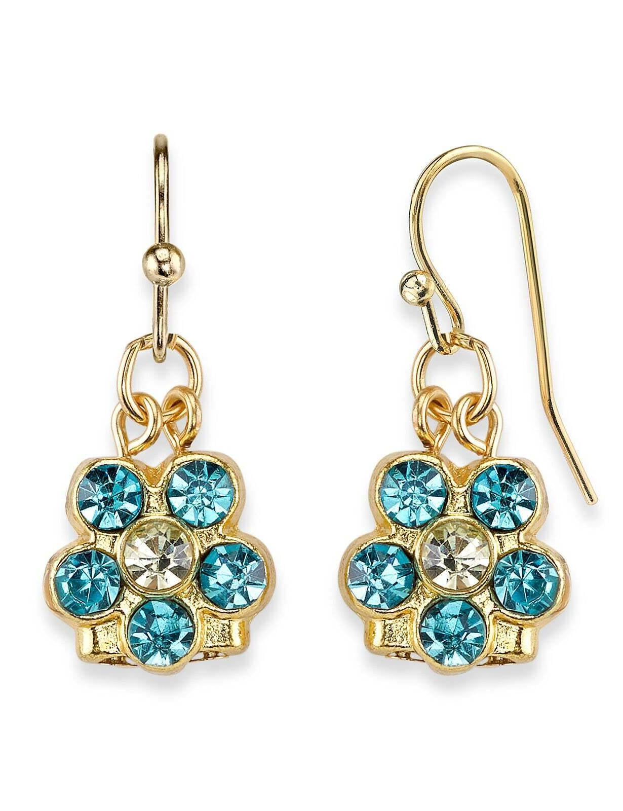 1928 Jewelry Six Crystal Flower Shaped Drop Earrings