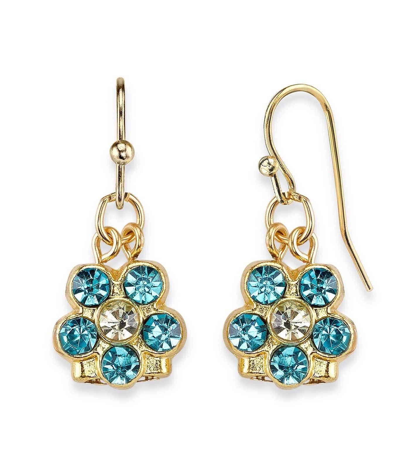 1928 Jewelry Six Crystal Flower Shaped Drop Earrings