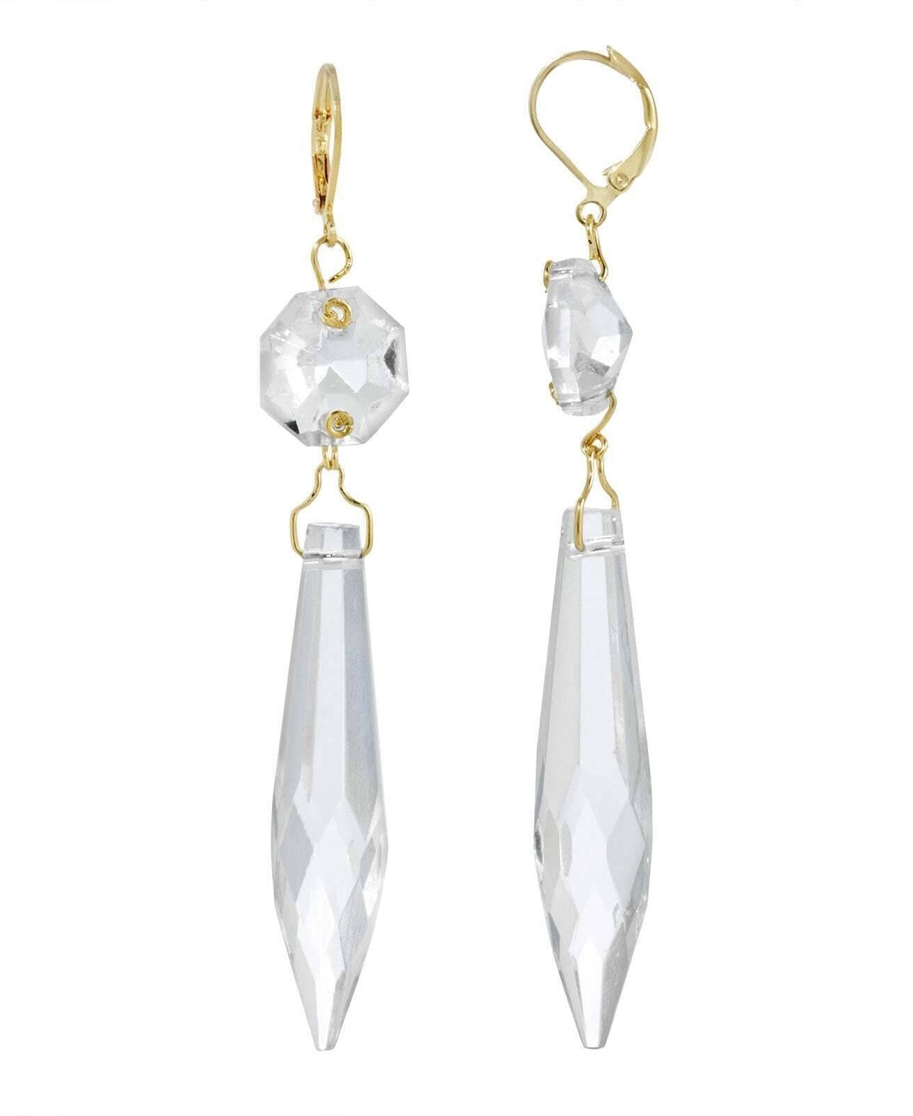 1928 Jewelry Icicle Dreams Crystal Linear Drop Earrings