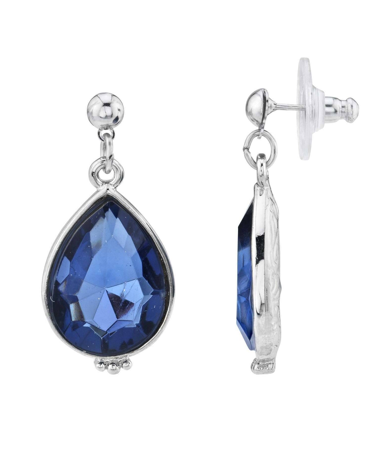 1928 Jewelry Classic Faceted Teardrop Stone Post Drop Earrings