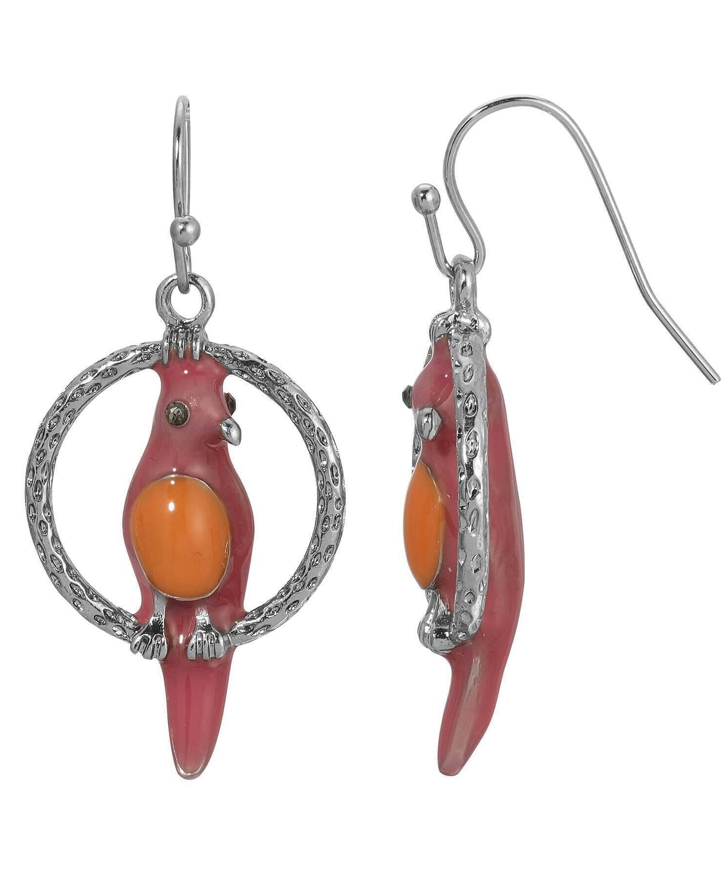 1928 Jewelry Neotropic Exotic Parrot Hoop Earrings