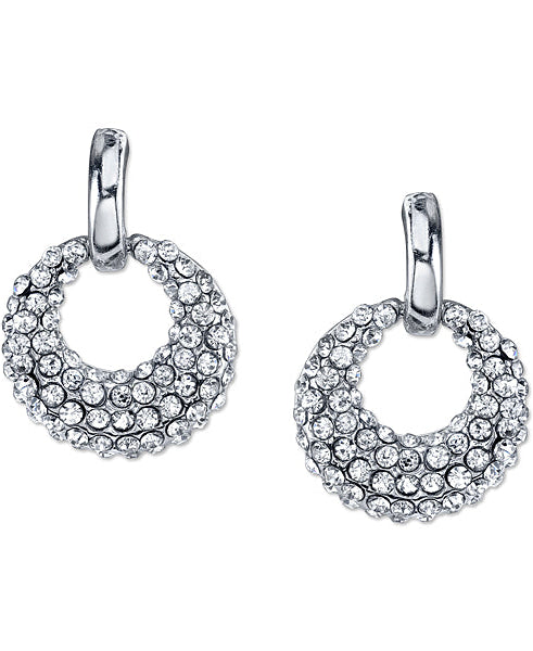 1928 Jewelry Pave Crystal Mini Open Hoop Earrings