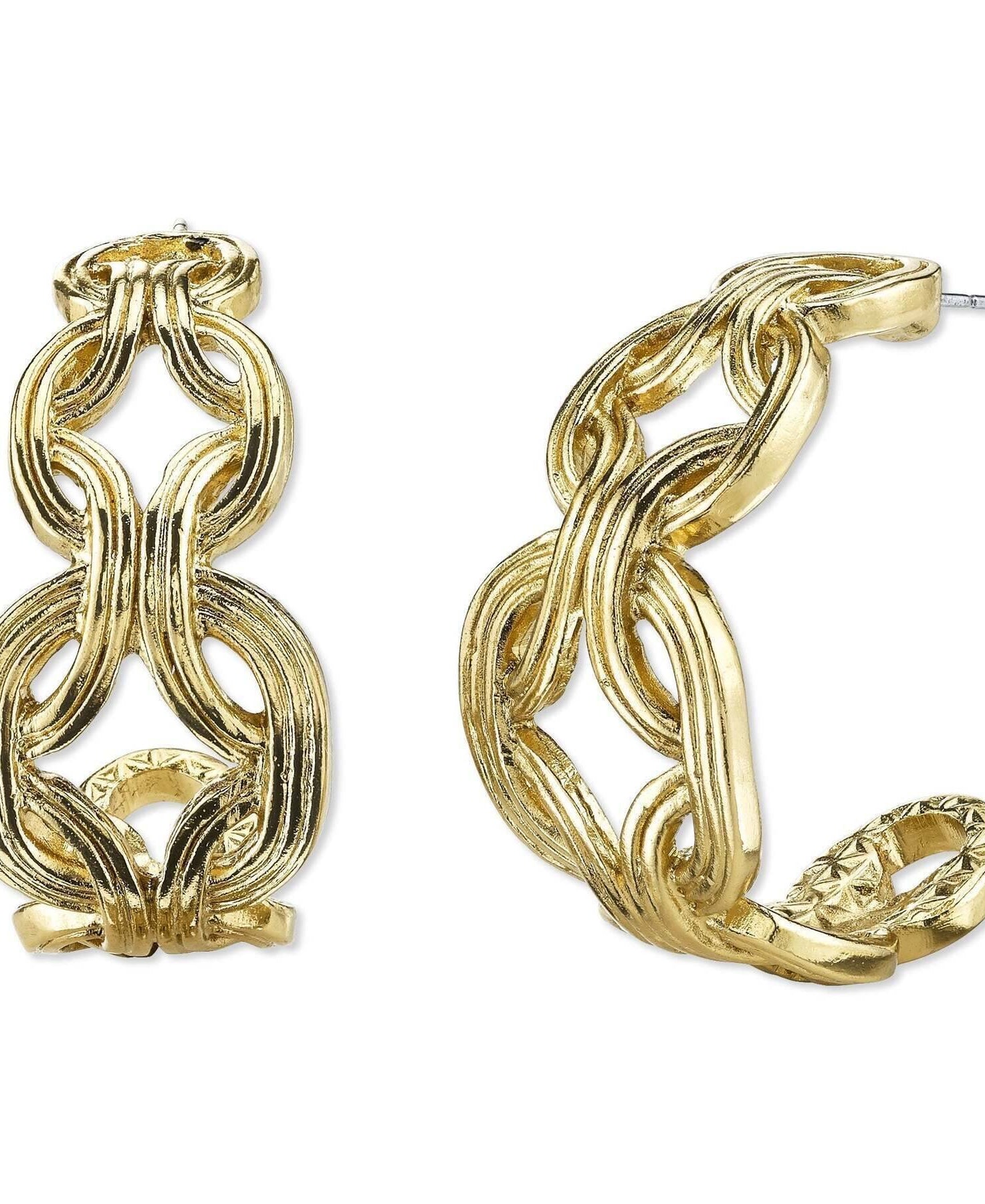 2028 Jewelry Gold intertwining Link Hoop Earrings