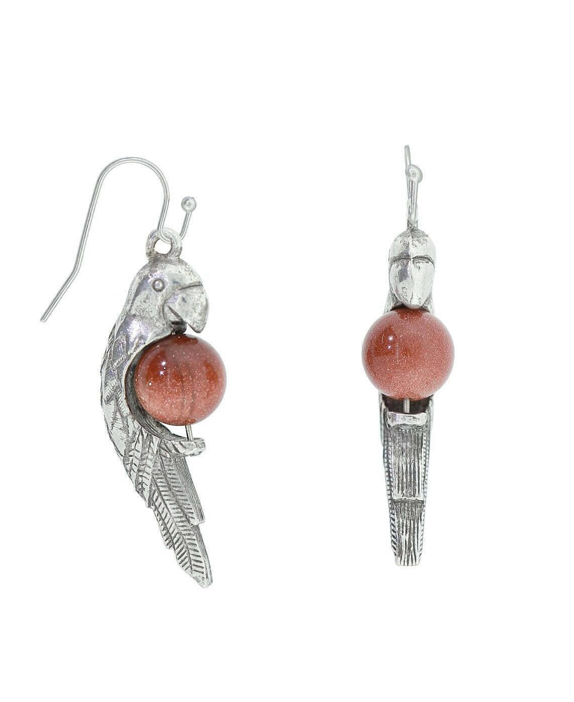 1928 Jewelry Neotropic Exotic Parrot And Gemstone Drop Earrings