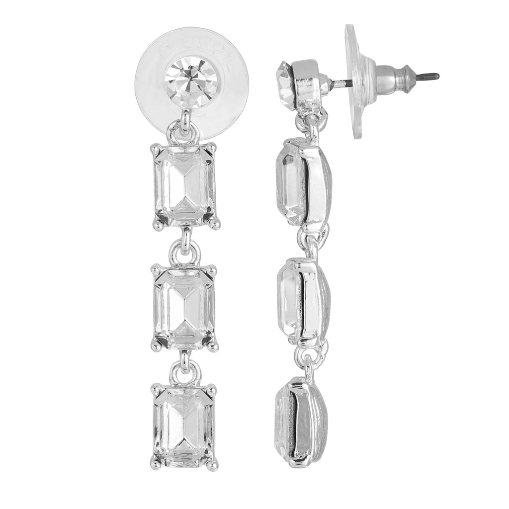 Silver-Tone Post Drop Earrings Made With Austrian Crystals