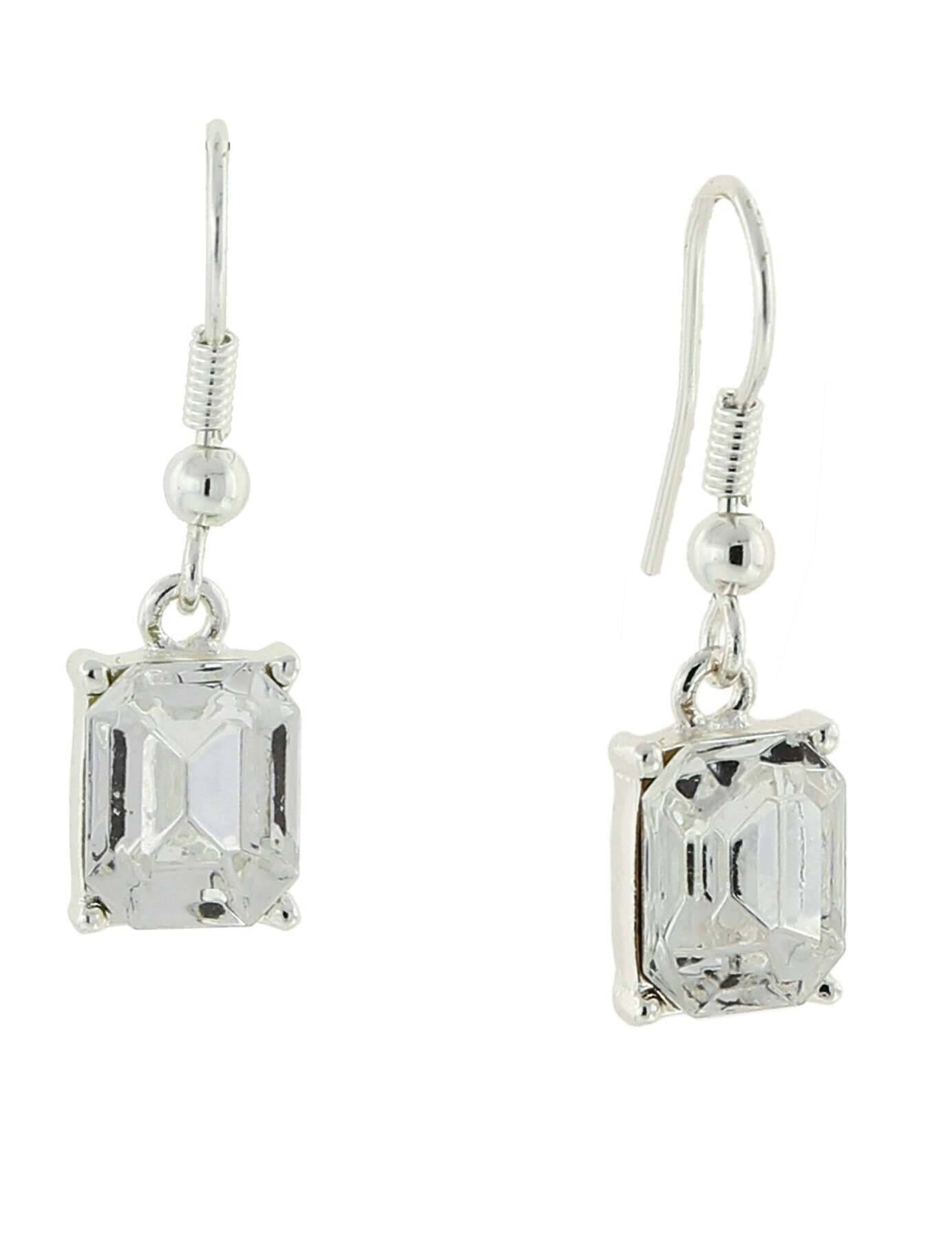 1928 Jewelry Octagon Austrian Crystals Drop Earrings