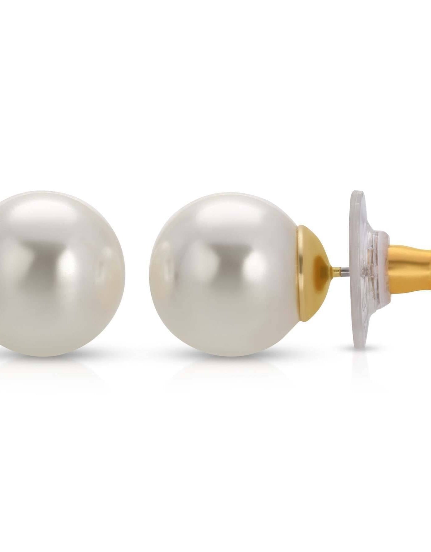 1928 Bridal 12mm Faux Pearl Button Earrings