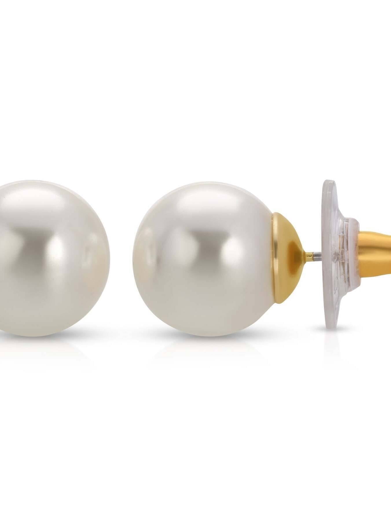 1928 Bridal 12mm Faux Pearl Button Earrings