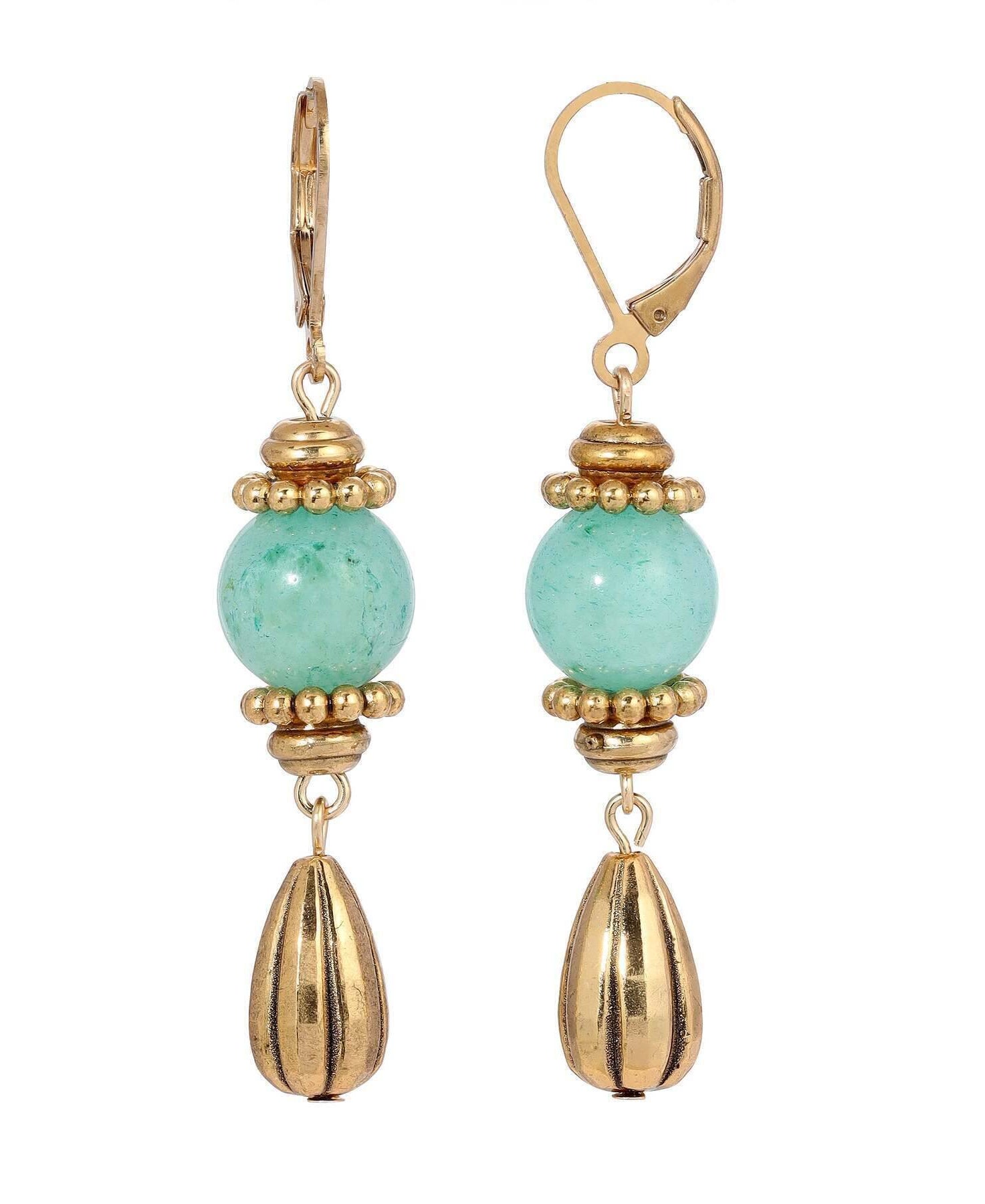 1928 Jewelry Round Gemstone Melon Cut Teardrop Earrings