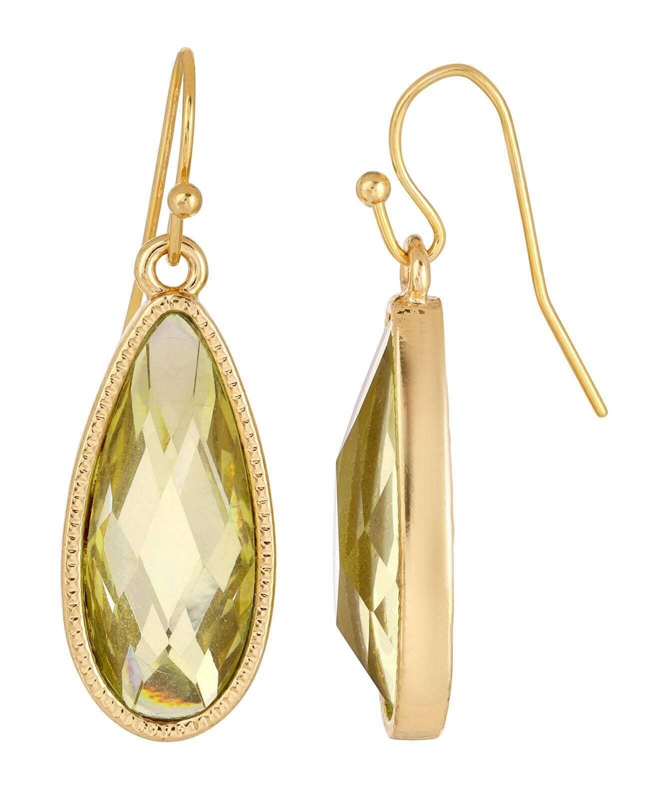 1928 Jewelry Light Topaz Stone Elongated Teardrop Earrings